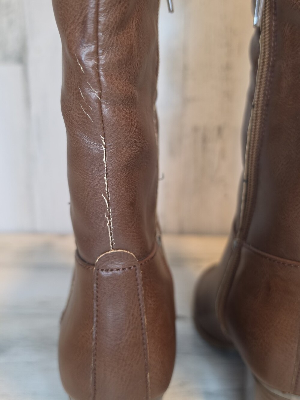 Sugar Women’s Size 7M Brown Knee High Boots Block Heel Gold Zipper Riding - Picture 10 of 14